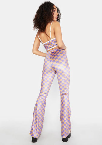 Checkerboard Fit And Flare Pants