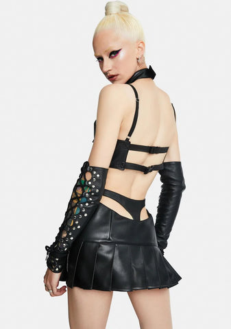 Neckholder Buckle Mini Dress