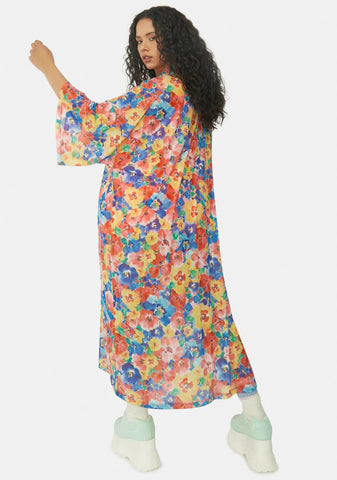 True Spring State Of Mind Floral Mesh Robe