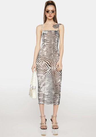 Zebra Charmed Midi Dress
