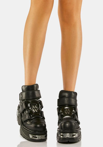 Metallic C3 Leather Ankle Boots