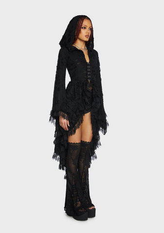 Mess Of Me Distressed Duster - Black