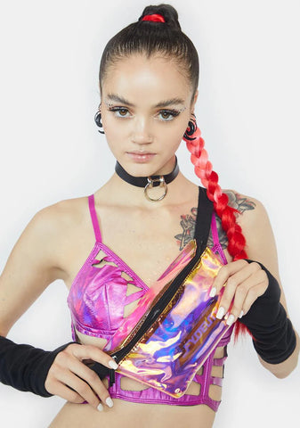 Plasma Pink Ultra Slim Iridescent Fanny Pack