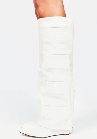 White Victoria Wedge Boots