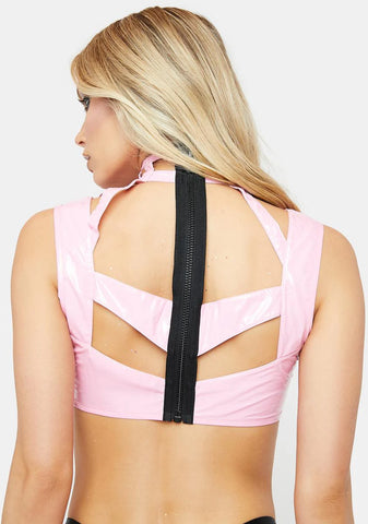 Rude Awakening Harness Bra Top - Pink Opal