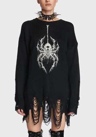 Weeping Widow Embroidered Sweater