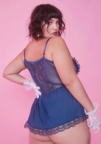 Lux Sapphire Spoiled But Not Rotten Lace Teddy