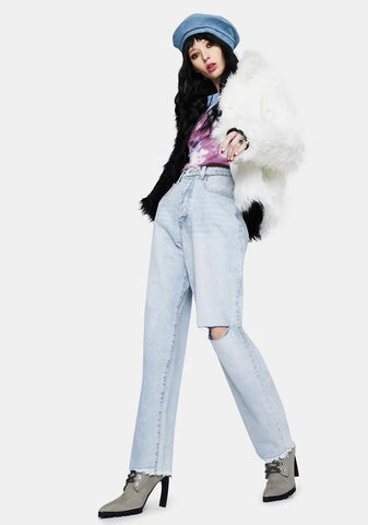 Thigh Slash Baggy Jeans