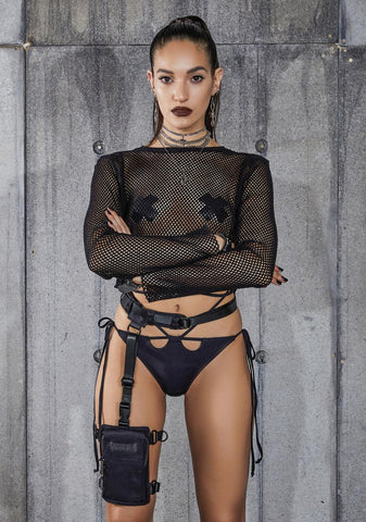 Snare Chunky Fishnet Long Sleeve Crop Top