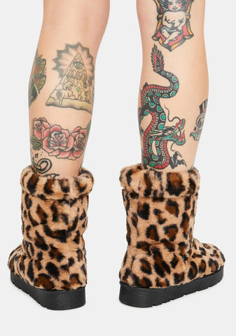 Leopard Don't Bother Me Faux Fur Boots