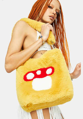 Mushroom Fuzzy Tote Bag