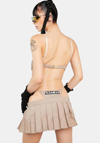 Desert Pleated Mini Skirt With Detachable Thong
