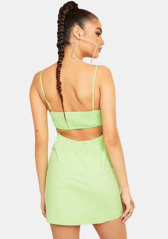 Lime Gotta Be Me Wrap Mini Dress