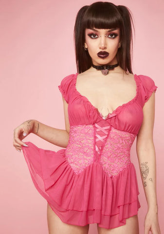 Sugar Where's My Slipper Lace Teddy