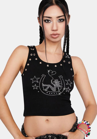 Texas Fold'em Rhinestone Crop Tank