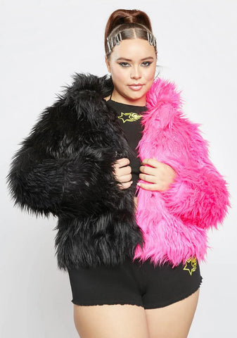 Real Sweet Balancing Act Faux Fur Jacket