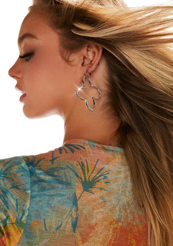 Carefree Rhinestone Butterfly Earrings