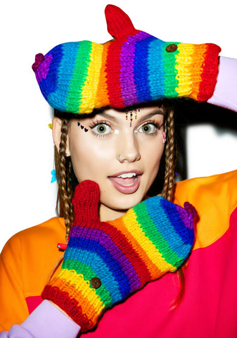 Rainbow Luva Mittens
