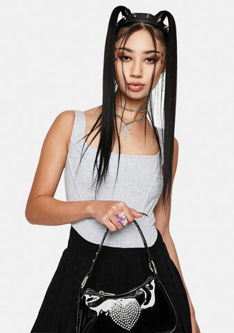 Marl Branded Lace Up Corset Top