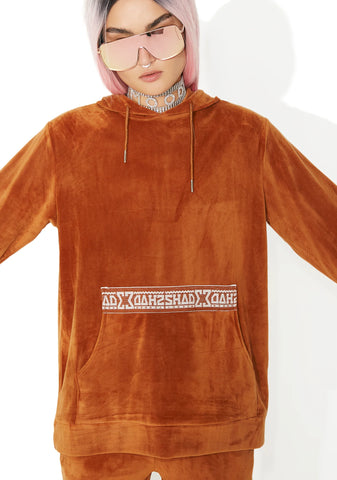 Rust Velour Hooded Sweat
