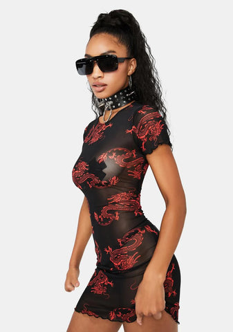 She Breathes Fire Mesh Dress