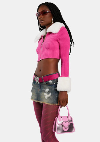 Magenta Prep In Your Step Crop Sweater