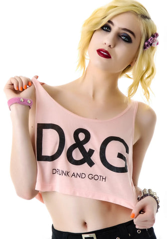 Drunk and Goth Cropped Tank Top - Black