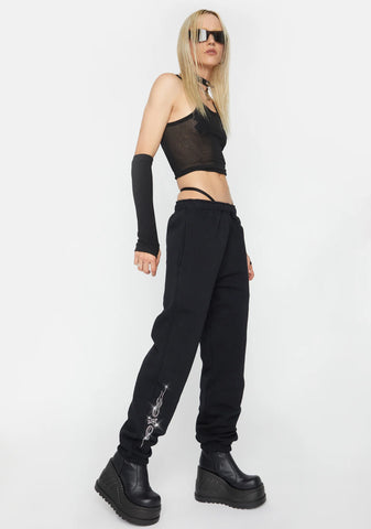 LH Tattoo Rhinestone Sweatpants