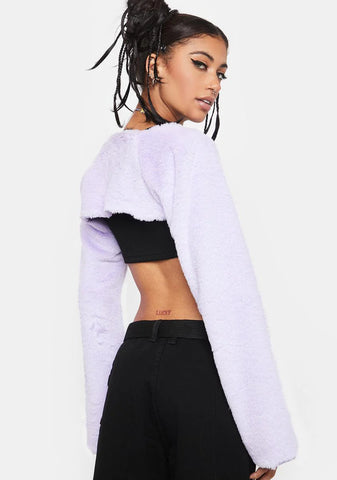Lilac Believe In Magic Faux Fur Shrug