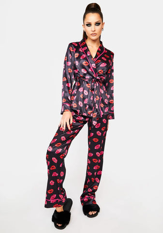 X Bettie Page Kiss Print Pajama Set