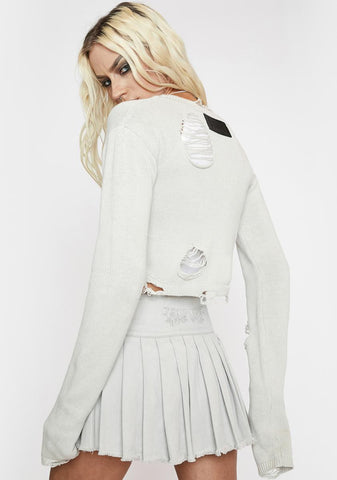 Filter Distressed Crop Sweater