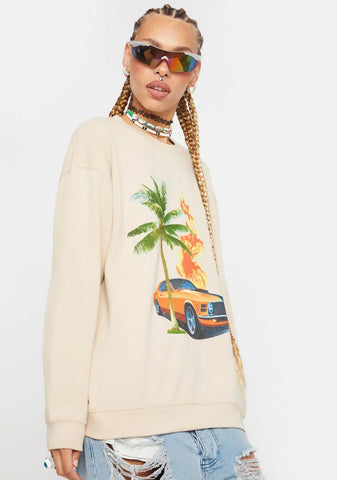 Retro Graphic Crewneck Sweater