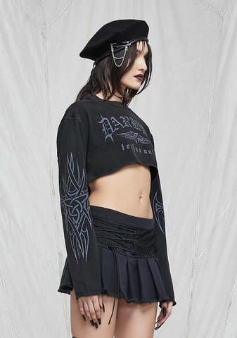 Synth Darker Techno Only Cropped Graphic Tee