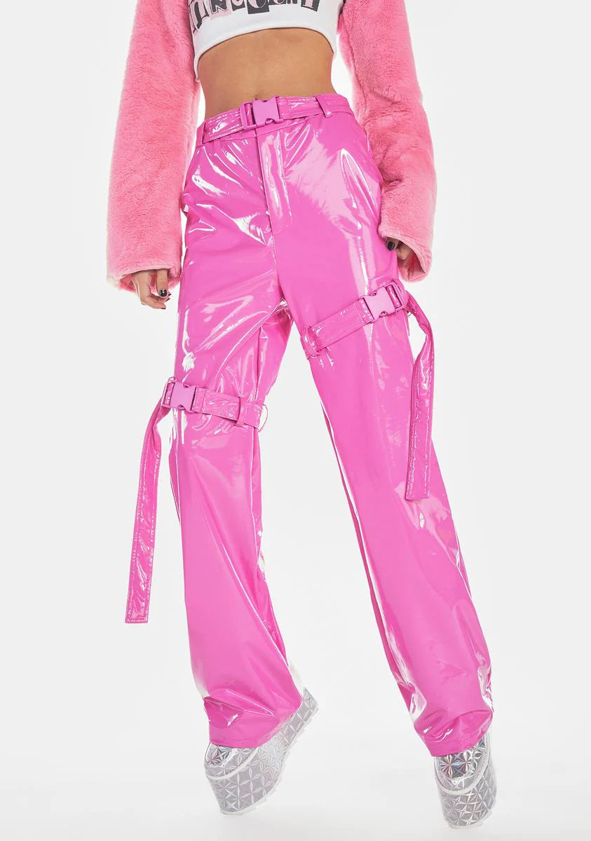 Sweet Things I Deserve Buckle Vinyl Pants