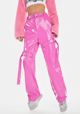 Sweet Things I Deserve Buckle Vinyl Pants