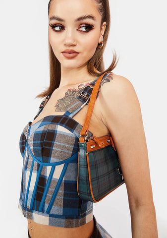 Eff Academia Plaid Corset Top