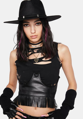Ride A Cowboy Fringe Underbust Corset