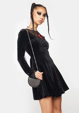 Satin Embroidered Mini Dress