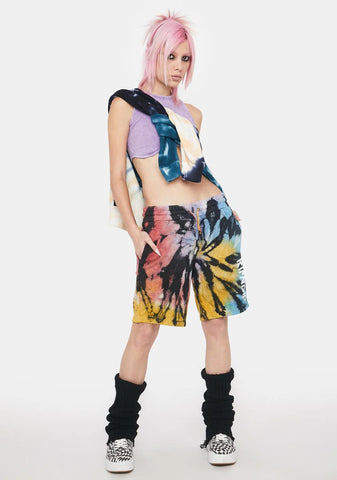 Tie Dye Rubber Logo Sweatshorts