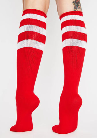 Babe Team Striped Thigh Highs