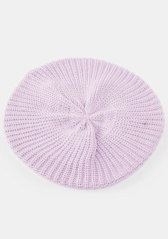 Purple Rib Knit Beret