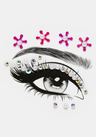 Pink Flower Girl Rhinestone Face Gems