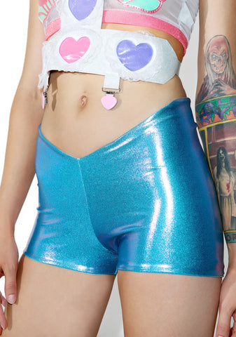 Reversible Hologram Mermaid Shorts - Light Blue
