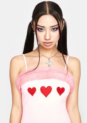 Pink Heart Embroidered Dress