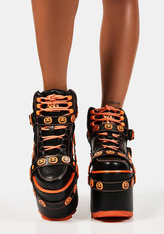 Orange Qozmo Bondage Jack-O-Lantern Platform Sneakers