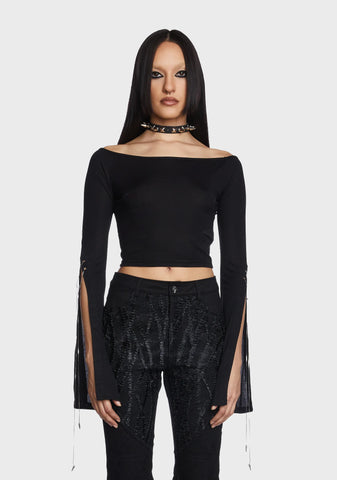 Daily Goth Sexy Off Shoulder Sleeve T-Shirt