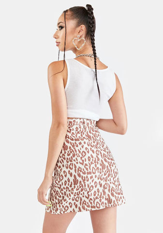 Straight Leopard Mini Skirt