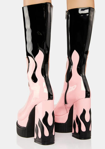 Pink & Black Ignite Platform Boots