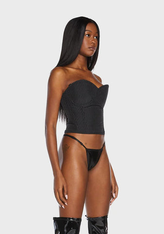 Lavish Pinstripe Underwire Bustier