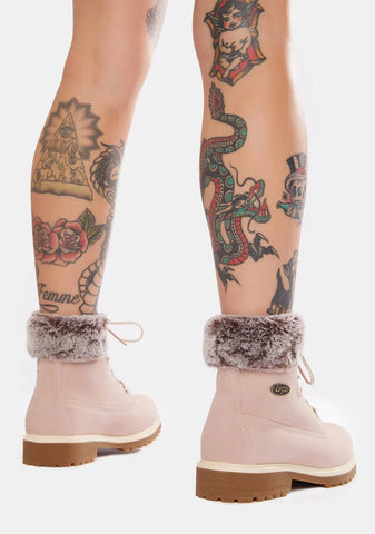 Soft Pink Convoy Faux Fur 6 Inch Boots